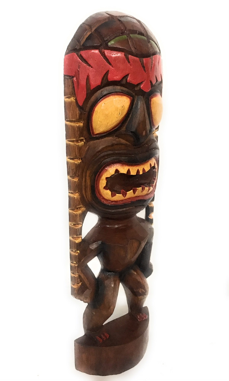 Lucky Tiki God 20 in - Hand Carved - Hawaii Treasure