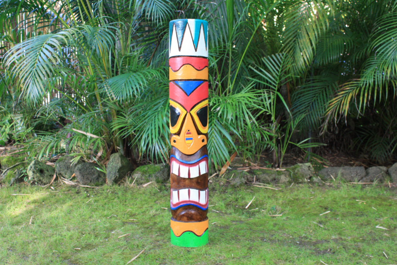 Tribal Tiki Totem Pole 40 inches - Tiki Bar Decor