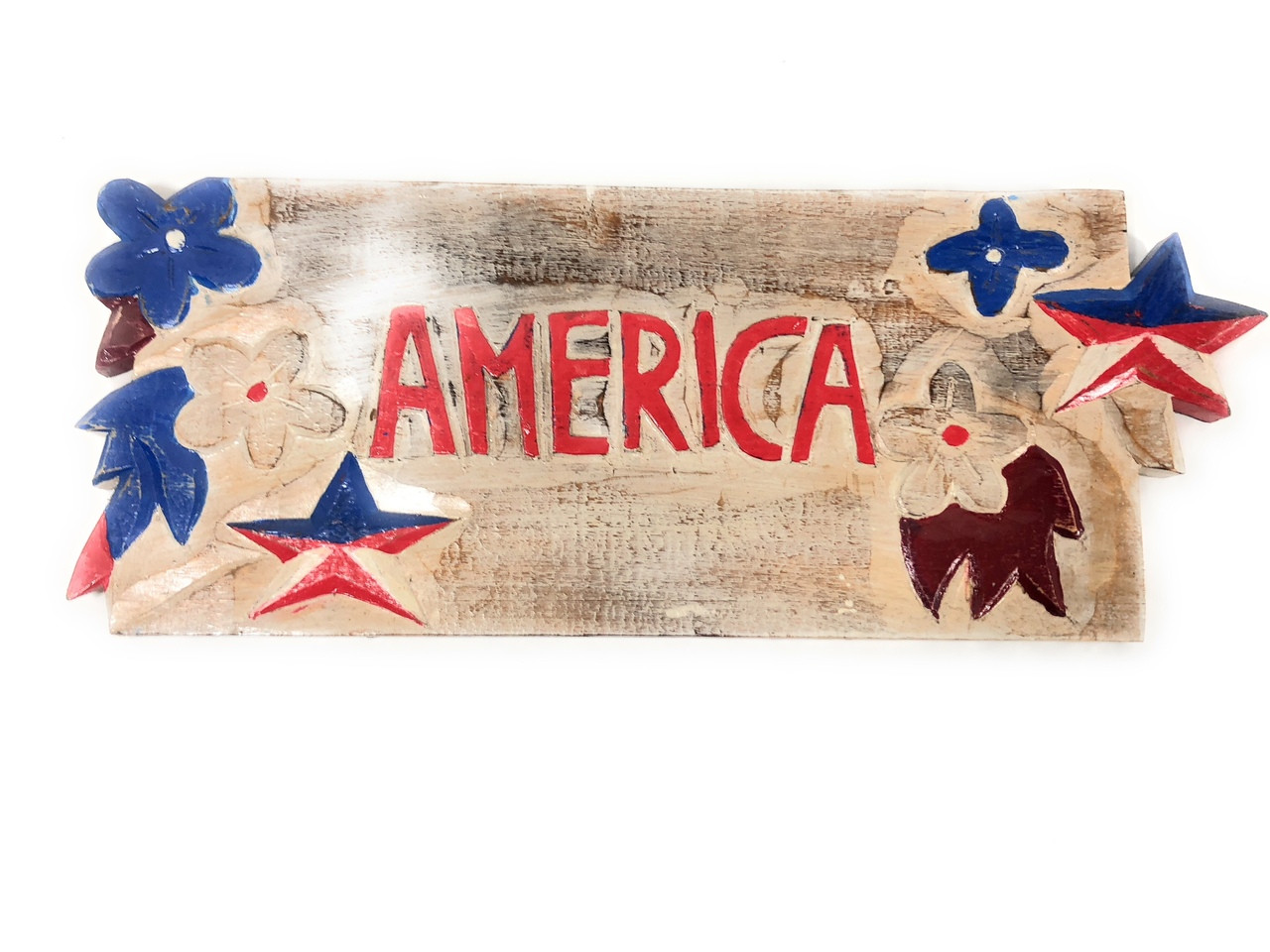 Texas Americana Sign America W Aloha Hand Carved 20 Dpt530650