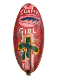 Surfer Girl Surf Sign 14" w/ Fin - Surfing Decor Accents | #bds120835