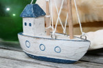 Decorative Wooden Boat House 6" - Blue Rustic Nautical Accent | #Ata1800415b