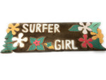 Surfer Girl Sign w/ Plumeria 24" - Hand Carved/Painted |#dpt507160