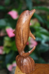 Carved Dolphin Jumping 8" Stained - Hand Carved | #dag0120