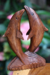 Kissing Dolphin Jumping 6" Stained - Hand Carved | #dag0215