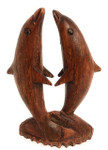 Kissing Dolphin Jumping 6" Stained - Hand Carved | #dag0215