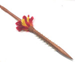 Hawaiian Koa Spear 60" w/ 16 Shark Teeth & Red-Yellow Feathers | #koa37f