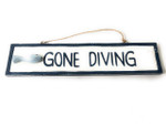 Gone Diving 12" Wooden Sign - Rustic Nautical Blue | #ort1703130b