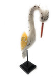 Decorative Egret Bird 14" Wooden - Rustic Yellow Nautical Accent | #ort1704934y