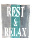 Rest & Relax Turquoise Sign on Wood Planks 12" X 9.5" | #nik3203