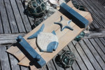 Fish & Starfish Hanger 20" w/ 3 Pegs - Rustic Whitewash Coastal Decor | #Snd2501046