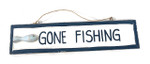 Gone Fishing 12" Wooden Sign - Rustic Nautical Blue | #ort1703530b