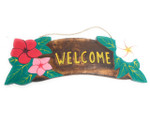 Welcome Sign w/ Plumeria Flowers 16" - Tiki Bar Decor | #snd2507040
