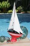 Decorative Sailboat 12" - Rustic Red Nautical Accent | #ort1700638r