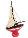 Sailboat Replica 20" Wooden - Free Standing - Red Nautical Decor | #ort1700650r