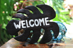 Welcome Brown Monstera Sign - Hawaiian Decor | #snd2504320