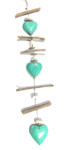 Driftwood Garland Hearts w/ White Stone 40" Turquoise - Cottage Accents | #lis31006100t