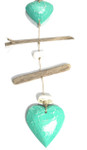 Driftwood Garland Hearts w/ White Stone 40" Turquoise - Cottage Accents | #lis31006100t