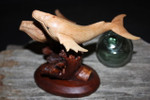 Swimming Humpback Whales w/ Driftwood Base 6" X 7" - Carved | #non01