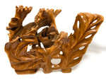 Elegant One-Of-a-Kind Carved Leaves 26" X 20" X 5" Teak Root - Centerpiece | #cin22