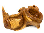 Unique Teak Root Bowl with Carved Koi Fish 20 in X 12 in X 8 in - Centerpiece | #cin02c