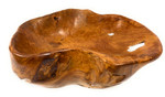 Unique Teak Root Bowl w/ Carved Leaf 19" X 14" X 7" - Centerpiece | #cin03b