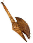 Single Axe Shredder Fijian Club 32 inch w/ Shark Teeth - Acacia Koa Wood - War Club | #bla605980st