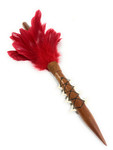 Koa Spear 24" w/ Shark Teeth & Red Feathers | #koa38rf