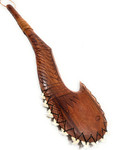 Fish Hook Axe Shredder Fijian Club 32 inch w/ 16 Tiger Shark Teeth - Acacia Koa Wood - War Club | #bla605780st