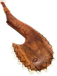 Fish Hook Axe Shredder Fijian Club 32 inch w/ 16 Tiger Shark Teeth - Acacia Koa Wood - War Club | #bla605780st