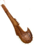 Fijian Ceremonial Artifact Hand Club 24 in Tribal Carving 13 Bull Teeth | #bla606660st