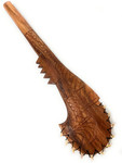 Fijian Ceremonial Artifact Hand Club 24 in Tribal Carving 11 Fossilized Shark Teeth | #bla606660st
