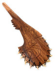 Fijian Ceremonial Artifact Hand Club 24 in Tribal Carving 11 Fossilized Shark Teeth | #bla606660st