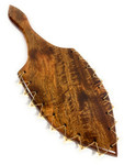 Premium Blonde Curly Koa Hawaiian War Club 19 inches w/ stand - Shark Teeth Hawaii Heritage | #koack003