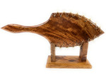 Premium Blonde Curly Koa Hawaiian War Club 19 inches w/ stand - Shark Teeth Hawaii Heritage | #koack004