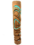 Limited Edition Happiness Outdoor Tiki Totem 40"Teal Trim - Smiley Tiki Natural Finish | #lbj3046100tl