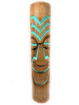 Limited Edition Smiley Tiki Statue 40 inch Teal Trim - Burnt Finish Outdoor Pool Decor | #lbj3050100tl
