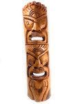 Premium Love & Prosperity Tiki Mask 40 inch - Light Brown Hand Carved | #rtg1010100c