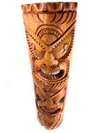 Premium Love & Prosperity Tiki Mask 40 inch - Light Brown Hand Carved | #rtg1010100c