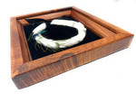 Feather Lei Snowbird with Peacock Accent in Premium Solid Koa Shadow box  15 in X 17 in - Made In Hawaii | #koasb32