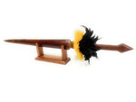 Koa Sword with Sailfish Bill 37 in - Yellow/Black Feathers Hawaiian Art | #koasw001