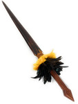 Koa Sword with Sailfish Bill 37 in - Yellow/Black Feathers Hawaiian Art | #koasw001