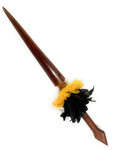 Koa Sword with Sailfish Bill 37 in - Yellow/Black Feathers Hawaiian Art | #koasw001