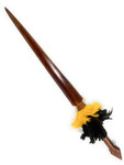 Koa Sword with Sailfish Bill 37 in - Yellow/Black Feathers Hawaiian Art | #koasw001