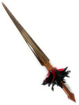 Koa Sword with Sailfish Bill 38 in - Red/Black Feathers Hawaiian Art | #koasw002