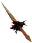 Koa Sword with Sailfish Bill 38 in - Red/Black Feathers Hawaiian Art | #koasw002