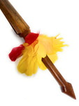 Koa Sword with Sailfish Bill 36 in - Red/Yellow Feathers Hawaiian Art | #koasw004