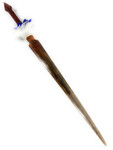 Koa Sword with Sailfish Bill 39 in - White/Blue Feathers Hawaiian Art | #koasw009