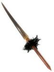 Koa Spear with Sailfish Bill 43 in - 2 inch Shaft Black Rooster Feathers Hawaiian Art | #koasw011