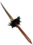 Koa Spear with Sailfish Bill 43 in - 2 inch Shaft Black Rooster Feathers Hawaiian Art | #koasw011