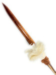Elegant Premium Koa Spear with Blue Marlin Bill 39 in - 2 inch Shaft Double Stack White Feathers Hawaiian Art | #koasw013